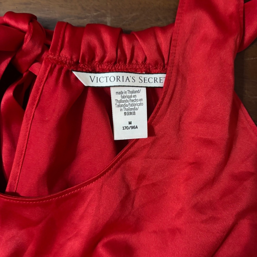 Victoria's Secret Red Satin Tie-Back Romper Sleepwear Y2K|Coquette| Medium - Picture 4 of 5